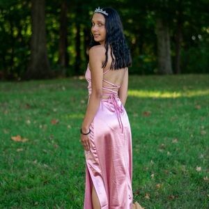 Elegant Pink Satin Gown